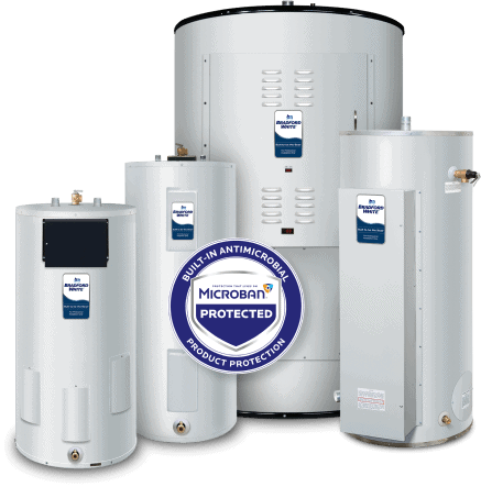 Lineup of 4 electric hot water heaters